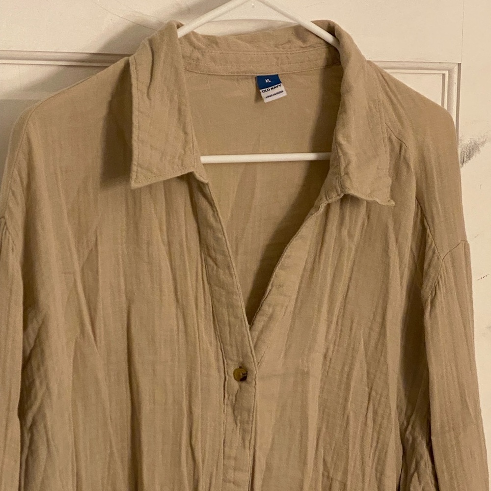 Old Navy Men's Light Brown Casual Button Down Shirt